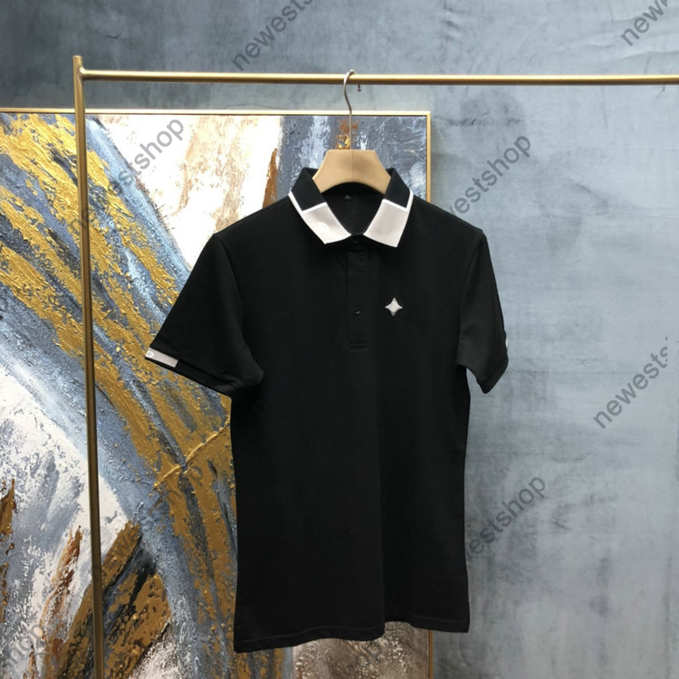 

Summer Europe mens designer tshirts High Quality screw Cotton POLO Embroidery Geometry print t shirts luxary Casual t-shirt tee, Black