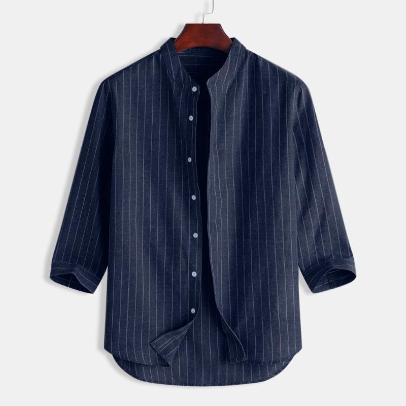

Casual Plus Size mens harajuku shirt male Cotton Linen Stripe printing shirts summer men blouse chemise homme 2020, White;black
