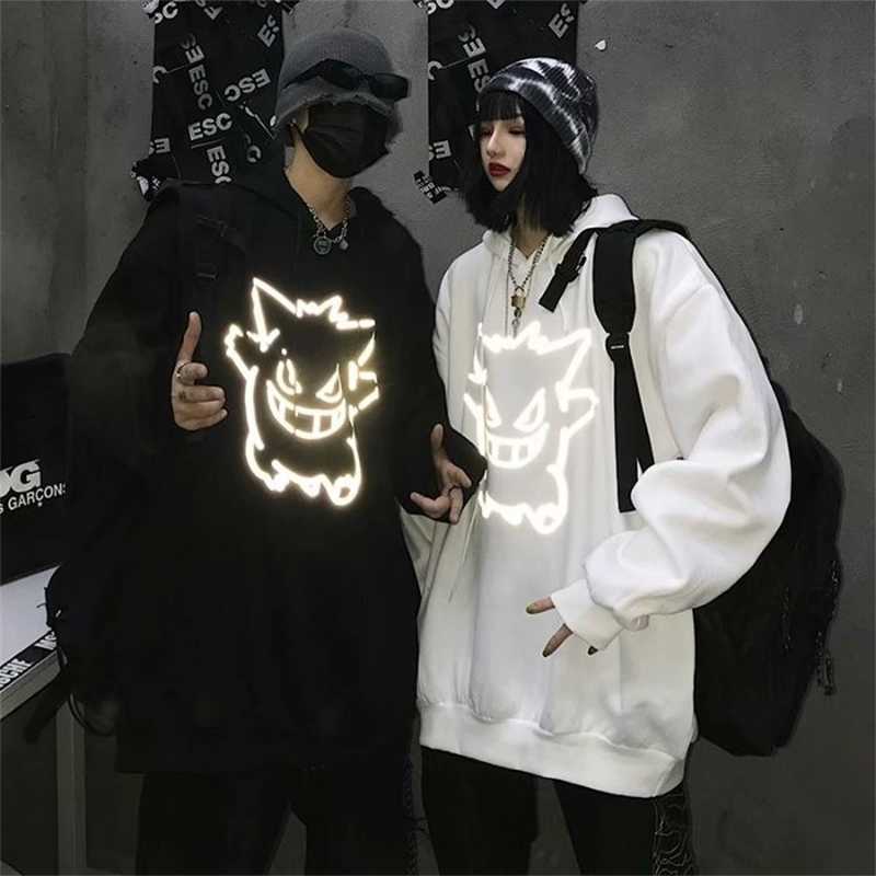 

New hip hop reflective bodywear for men women in autumn and winter, Black