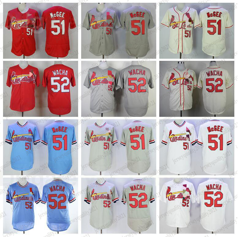

1946 1982 1985 Retro 51 Willie McGee Jersey Vintage Baseball 52 Michael Wacha Retire Stitched Pullover Blue Red White Beige Grey Black Team, As pic