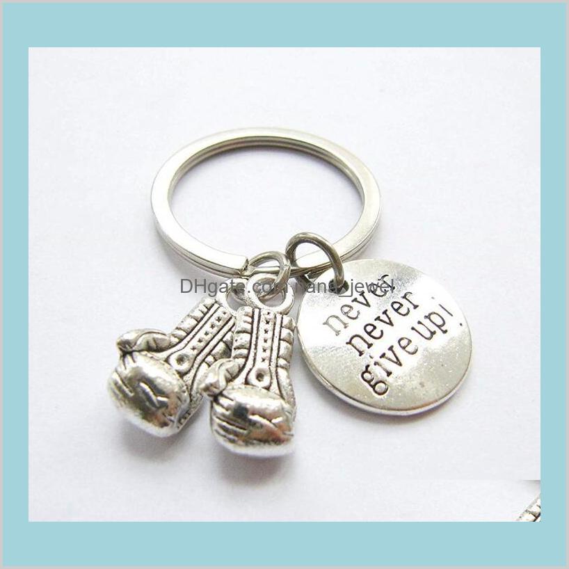 

Never Never Give Up ! Boxing Gloves Inspirational Keychain Fitness Bodybuilding Keychain Creative Backpack Pendant 405 8Owre 6Sg10, Slivery;golden