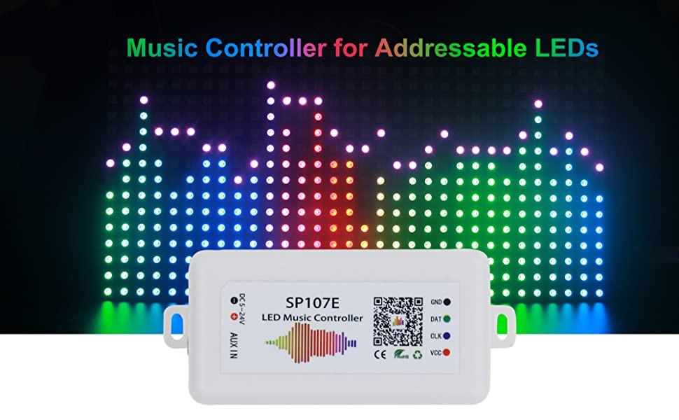 

Bluetooth SP107E Pixel IC SPI Music LED Controller By Phone APP For WS2812 SK6812 SK9822 RGBW APA102 LPD8806 Strip DC5-24V RGB Controllers
