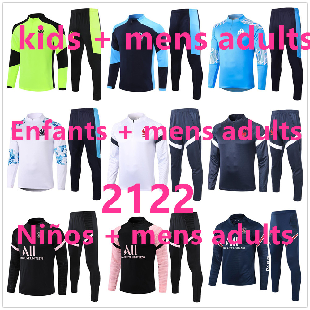 

2122 Algerie kids kit Adult Soccer Jersey Algeria OM 2021 2022 Football tracksuit Survetement de foot chandal futbol retro player version 666668, Black
