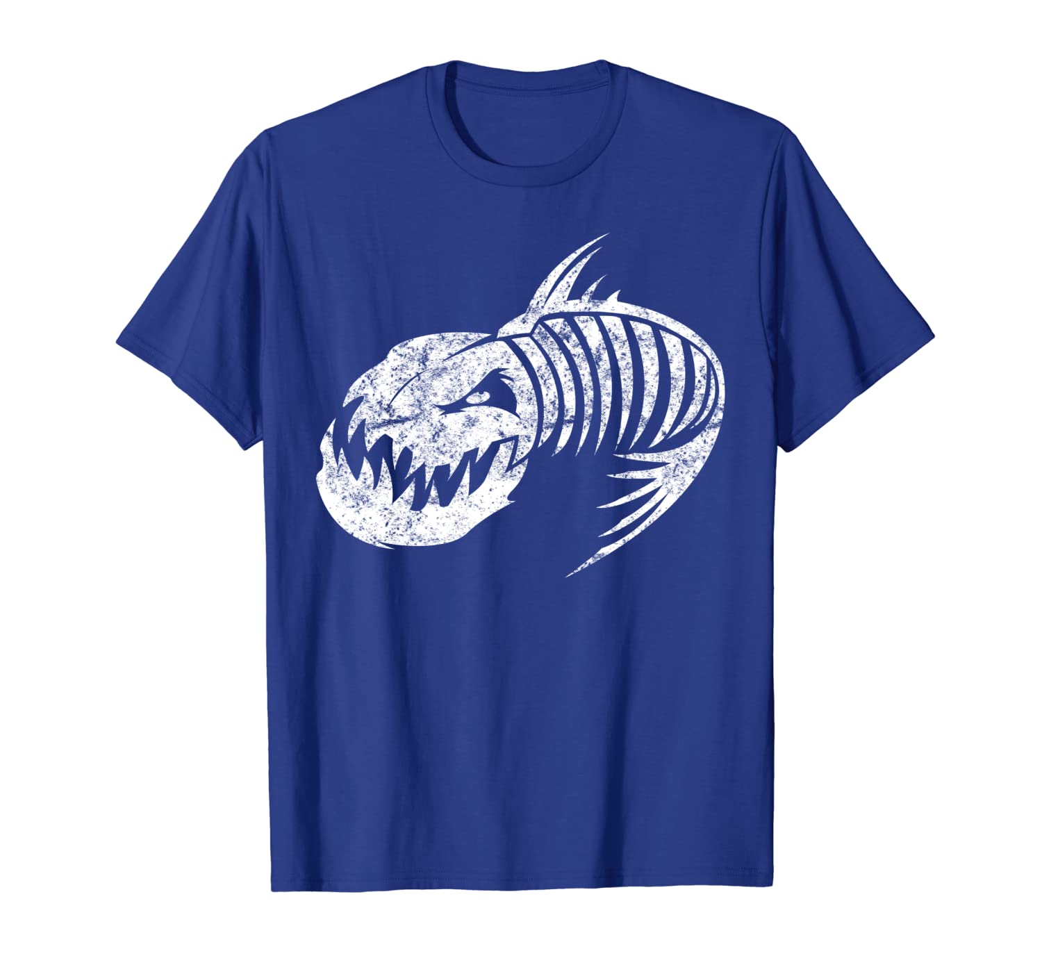 

Badass Gifts Fish Bone Skeleton Vintage T-Shirt, White;black