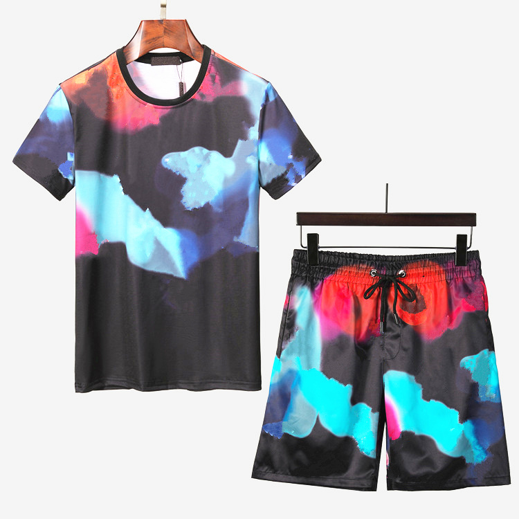 

Fashion Summer Mens Tracksuits Set Jogging High Quality T-Shirts Pants 2 Piece Outdoor Sportswear Suit Street Hip Hop Casual Wear Sports 14563
