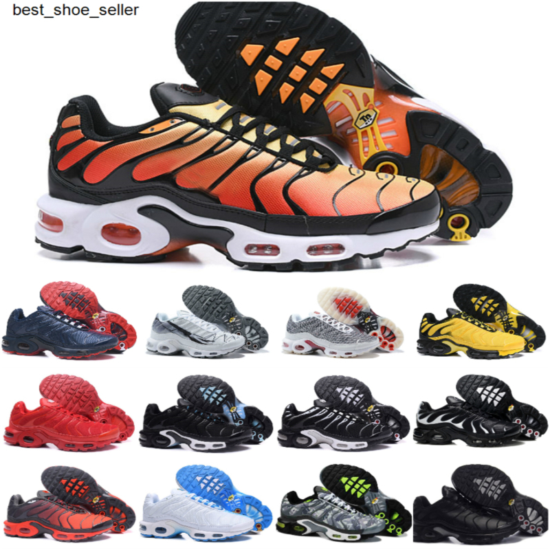 

2021 Original TN Mens Running Shoes Cheap Triple Black White University Red Blue Breathable Mesh Chaussures Plus Tns Requin OG Ultra Sport, Box