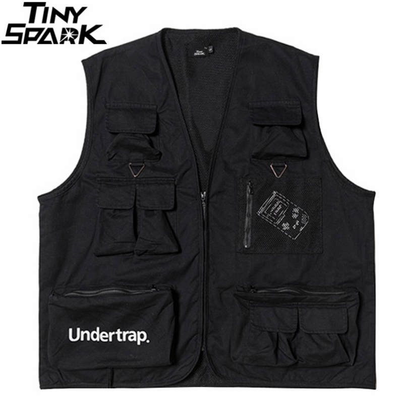 

Hip Hop Combat Vest Cargo Jacket Streetwear Men Harajuku Tactical Vest Bomber Waistcoat Military Utility Vest Multi Pockets 211111, A916083a