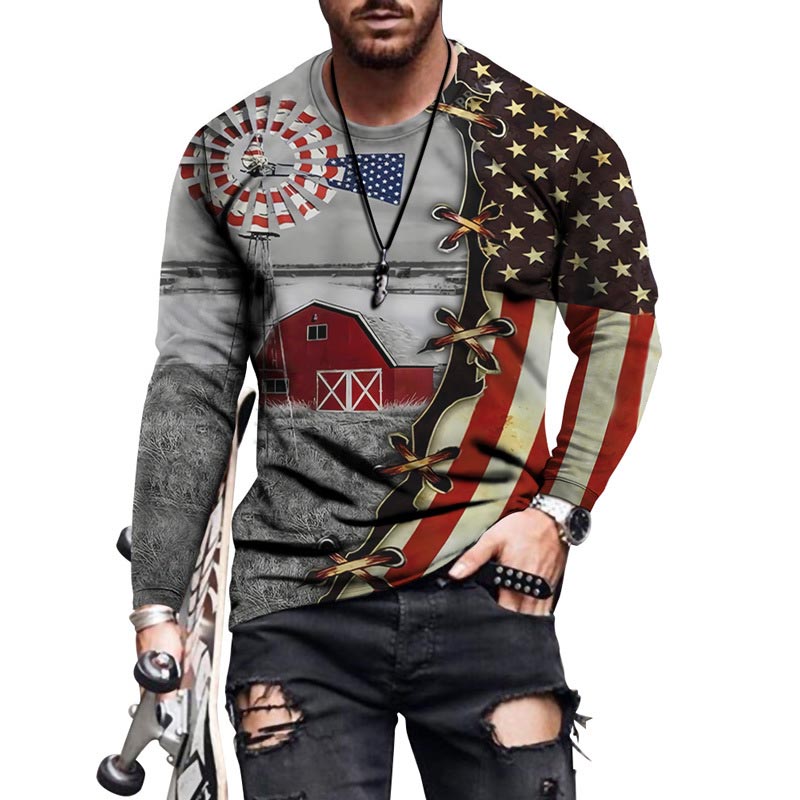 

Mens Fashion Printing Long Sleeves Graphic Mountains and Rivers Pattern Sweatshirts Boys Gothic Sweatshirt Wholesale, #1