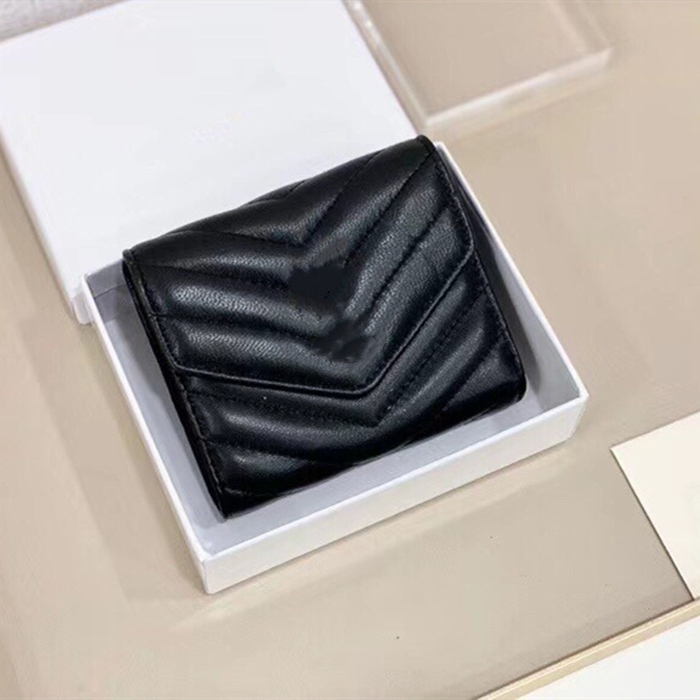 

Litchi Grained Cowhide Wallet Luxury Big Brand Gold Logo Clutch Women Card Holder Credit Wallets Fanny Pack Fashion Designer Lady Handbag Boutique Original Box, Black(with logo)