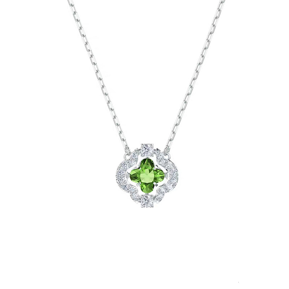 Shijia 2020 new Clover women's heart beating flower green diamond smart Necklace Gift-image-696004998