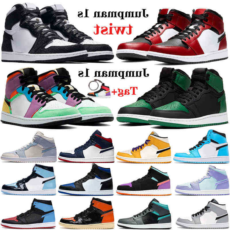 

High 1 1s Jumpman mens basketball shoes twist mid Chicago Royal toe OG TOKYO UNC Patent triple white men women sport sneakers