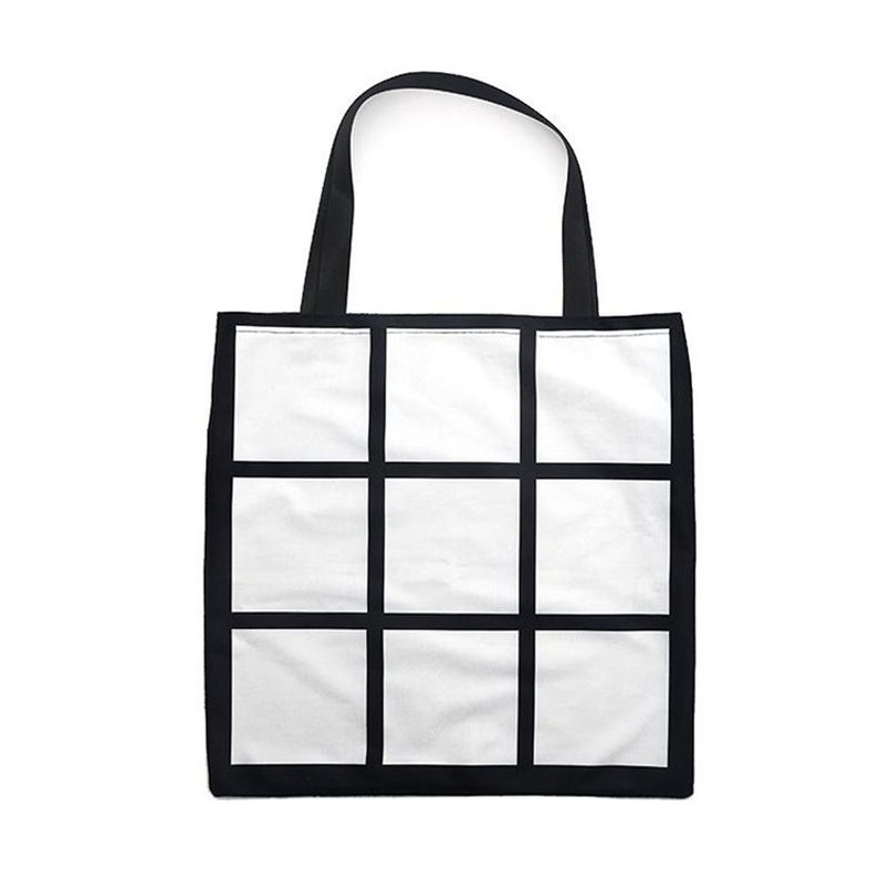 

Sublimation Grid Tote Bag Blank White DIY heat transfer shopping bag 9 panels Cloth Frabic reusable Storage gift bag handbag