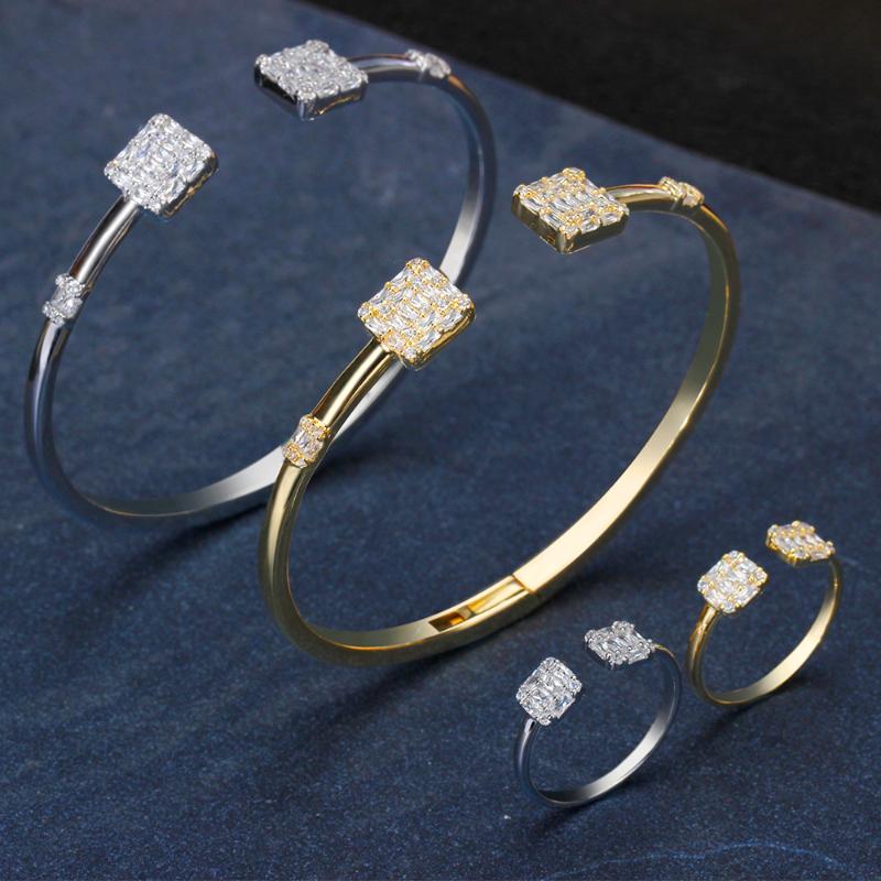 

Earrings & Necklace BrideTalk Luxury Trendy Saudi Arabia Bangle Ring Set Jewelry Sets For Women Wedding Engagement Brincos Para As Mulheres, As pic