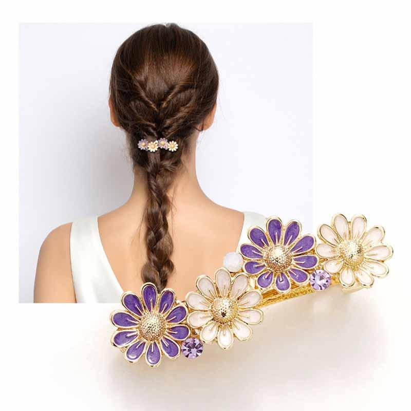 

Hair Clips & Barrettes Handmade Cute Daisy Flower Oil Drop Clip Fashion Ring Woman Girls Side Accessories Headdress, Golden;silver