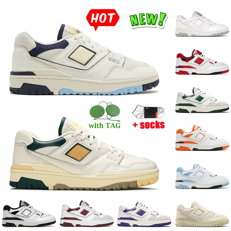 

2022 Fashion With Socks 550 Shoes Women Mens Outdoor Sports Trainers BB550 B550 Aime Leon Dore Green Yellow Rich Paul White Grey Red Black Platform Designer Sneakers, B13 oreo 36-45