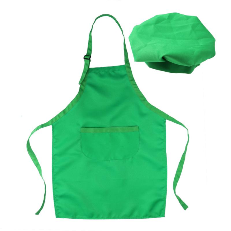 

Set Of 2pcs Hat And Apron Kids Chef Wear Kit Fabric For Baking Handwork Painting (for 3-6 Years Old, Green) Aprons