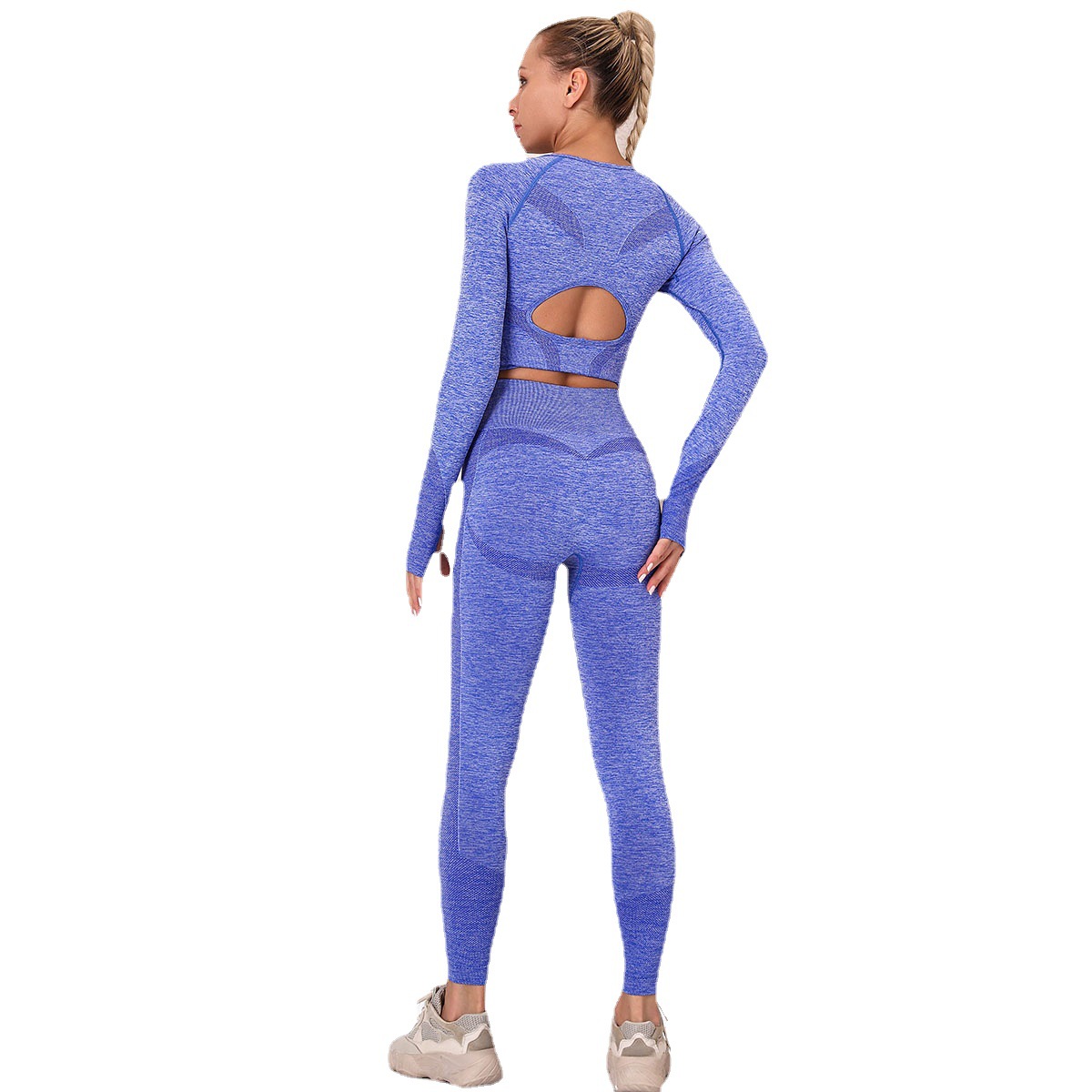 

women's Tracksuits autumn and winter new knitting seamless yoga top stretch fitness sports, Pink