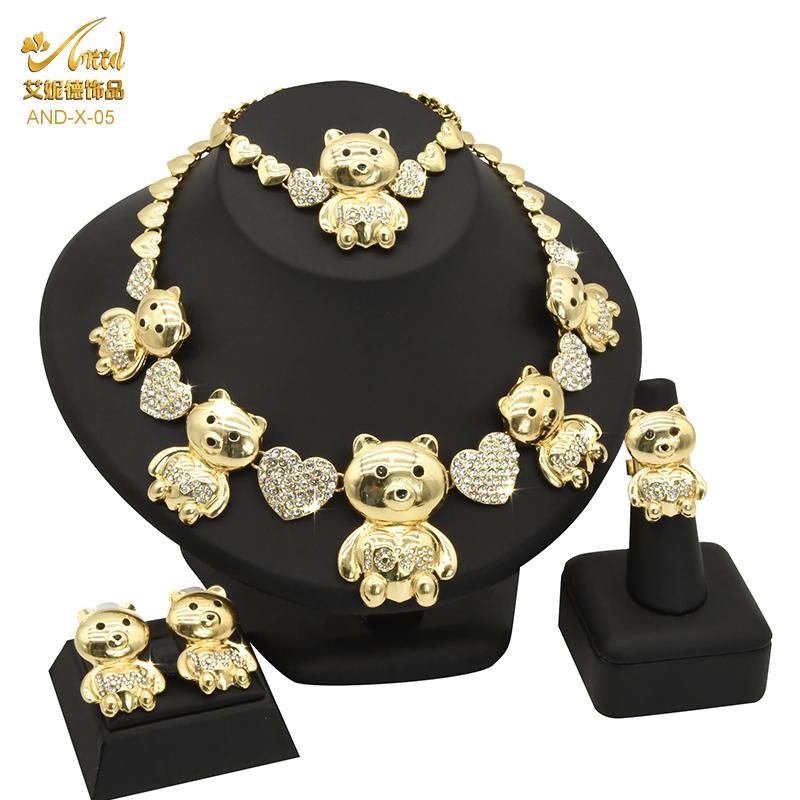

Earrings & Necklace Big Bear Xoxo Nigeria Jewelry Sets For Women Wedding Bracelets Ethiopian 24k Gold Dubai Bridal Jewellery Moroccan, Silver