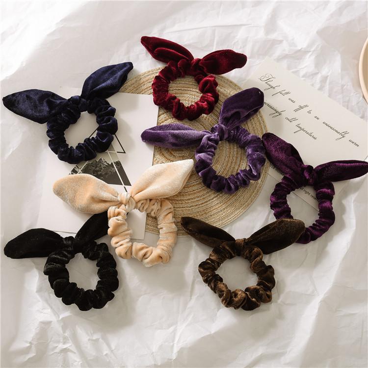 

Women Girls Velvet Bunny Ears Elastic Hair rope Hair Ties Accessories Ponytail Rabbit ears hairbands Children Scrunchy Hairbands, Pick colors and quantity