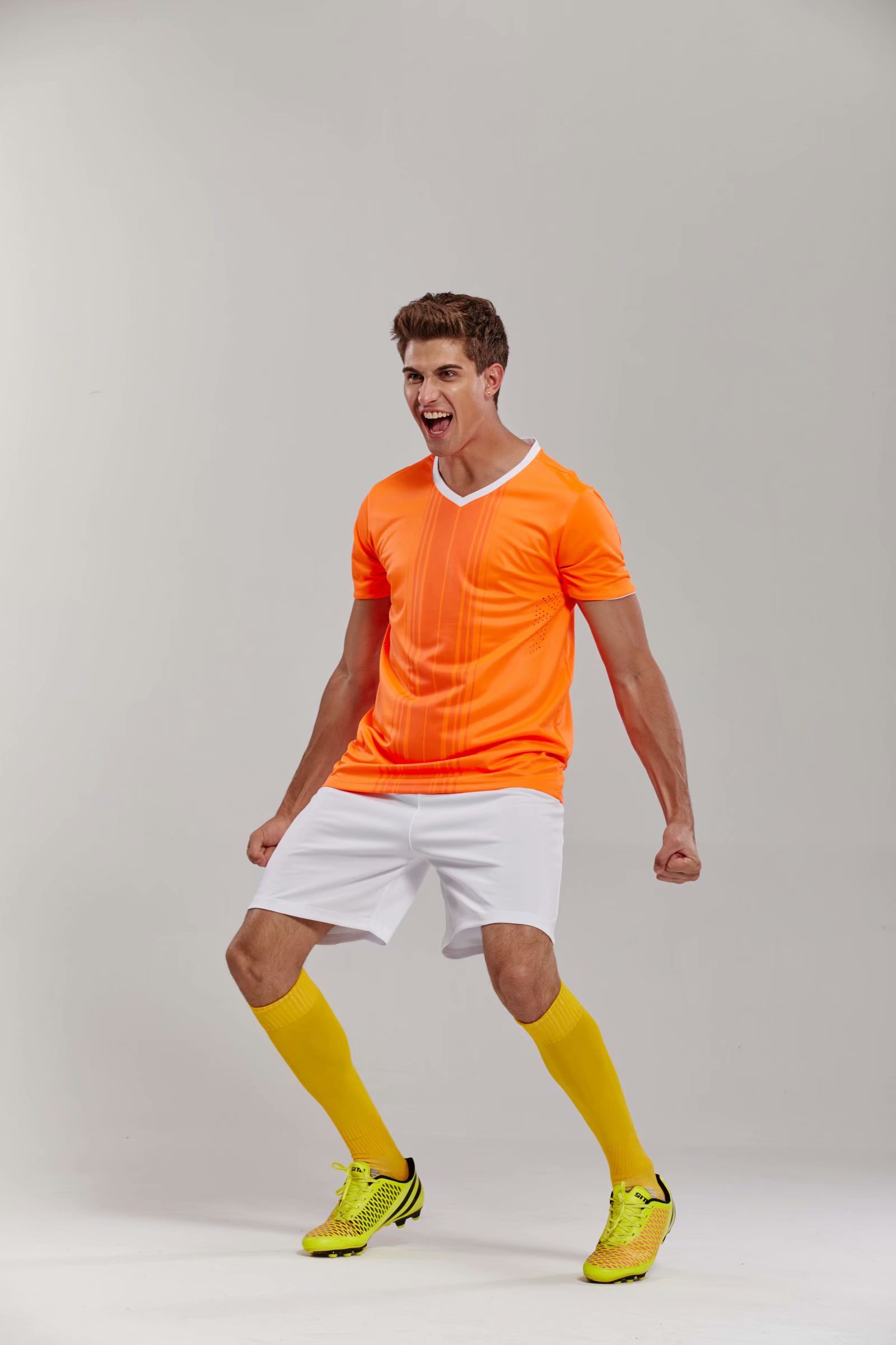 

#Z01 Football uniform men soccer Jersey printing team custom track and field sports short-sleeved shirt, Black;yellow