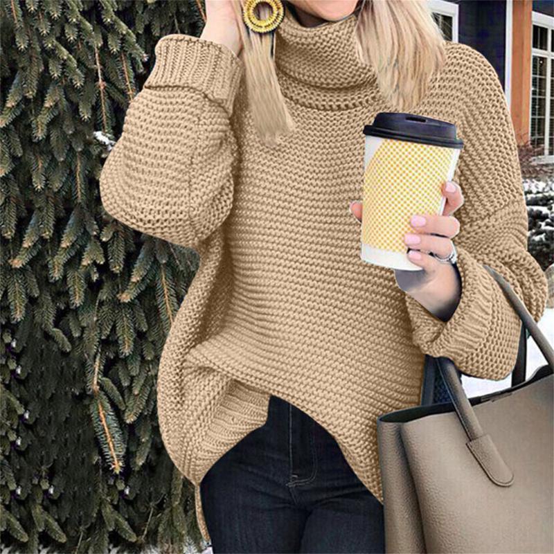 

Women' Sweaters 2021 Winter Turtleneck Women Loose Casual Oversized Sweater Llong Sleeve Knitted Pullovers Tops Vintage, Yellow