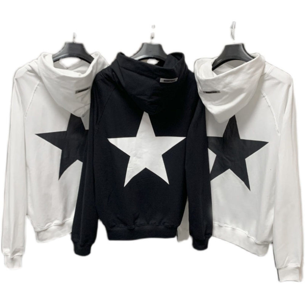 

Hoodies Fashion Pentacle Hoodie Streetwear Designer Mens Tracksuits Women Stars Printed Pullover Winter Sweatshirts Size S-XL, Black