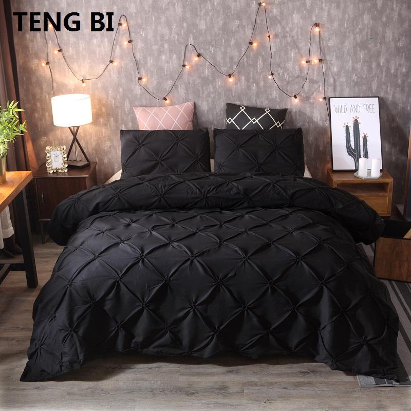 

European And American Fashion Simple Style Home Textile Black White Gray Solid Color Bedding 3PCS  King Set Sets