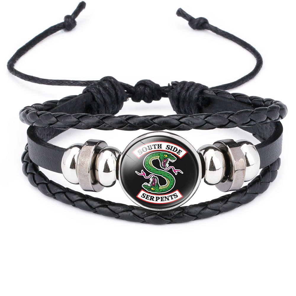 

Riverdale Fashion Beaded Woven Charm Leather Bracelet Bangle Popular In Europe and America New Accessories Couple Jewelry Holiday Gift, Golden;silver