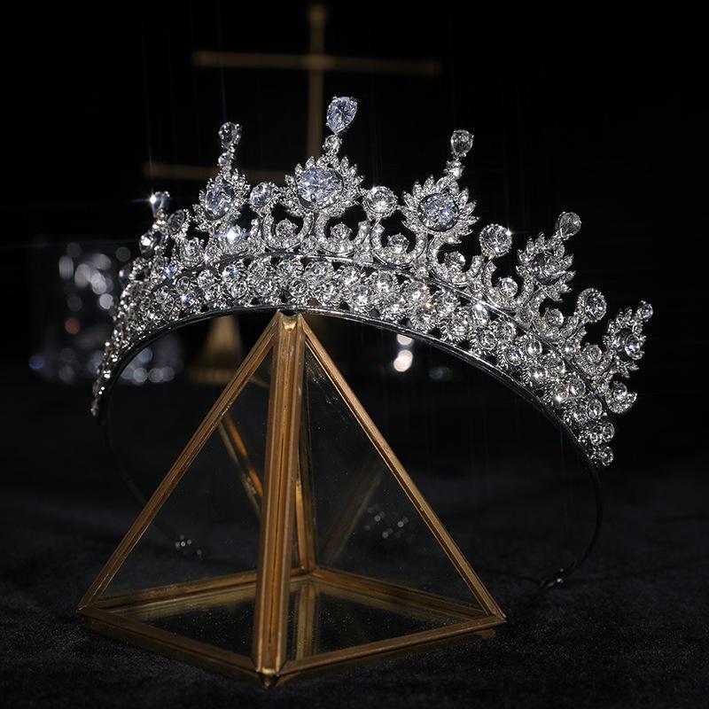 

Hair Clips & Barrettes Zircon Crown Wedding Accessories Rhinestone Baroque Headband Adult Gift Hairband Bridal Tiaras HQ0075, Golden;silver