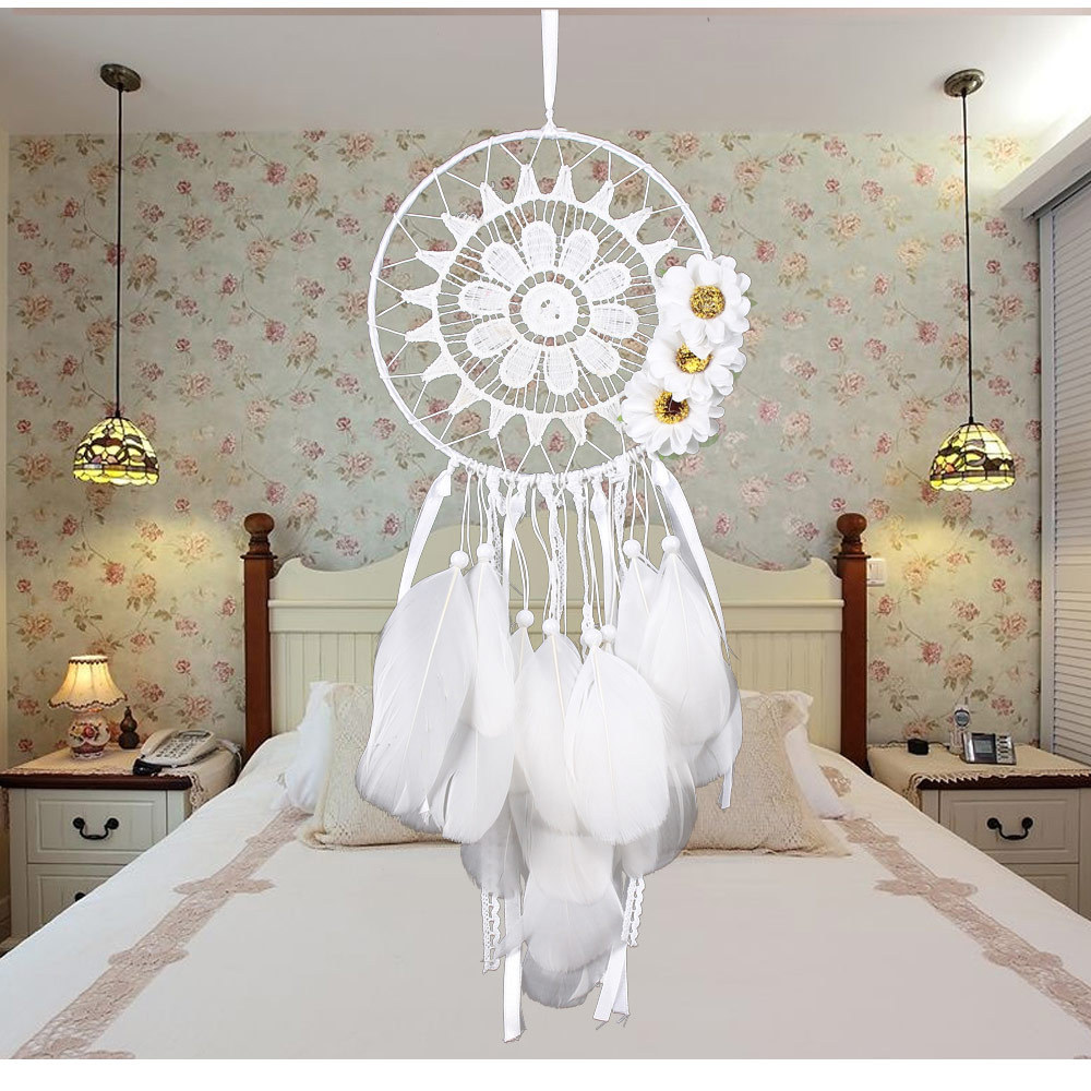 

White Dream Catcher Sunflower Decorative Objects Flower Dream catchers 1221357