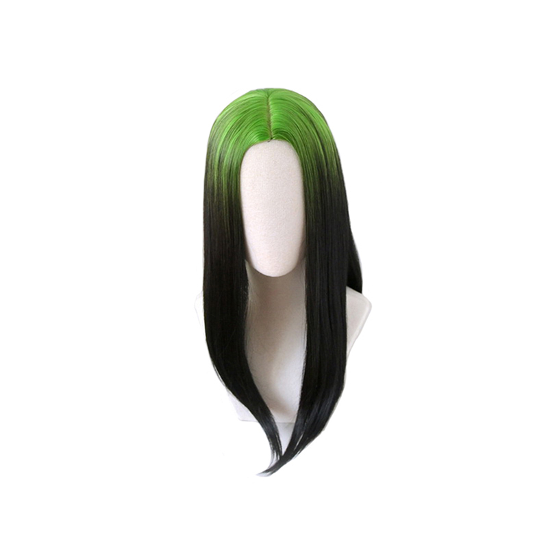 

Bad Guy Long Straight Wig Women Green Black Ombre Synthetic Hair American Singer Party Wigs Cosplay, 387
