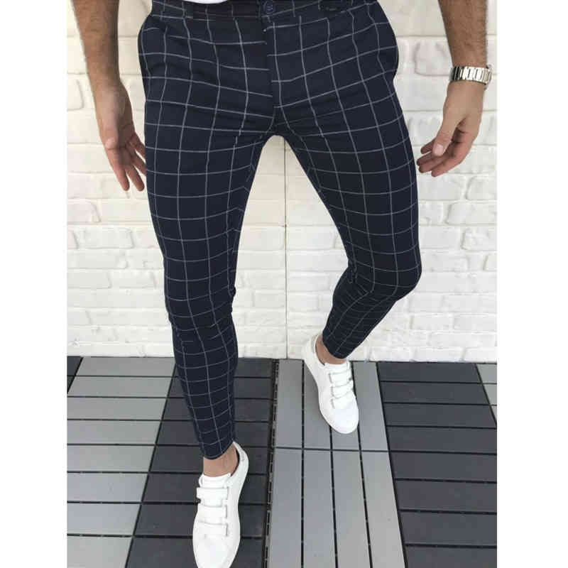 

Men's Plaid Slim Fit Dress Pants Stretch Flat-Front Casual Skinny Long Pants Business Golf Pencil Chinos With Pocket SH220125, Wine