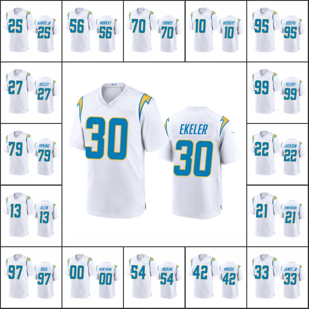 

Los Angeles''Chargers''Men #10 Justin Herbert 97 Joey Bosa 17 Philip Rivers Women Youth Custom White Game Jersey, Black;red