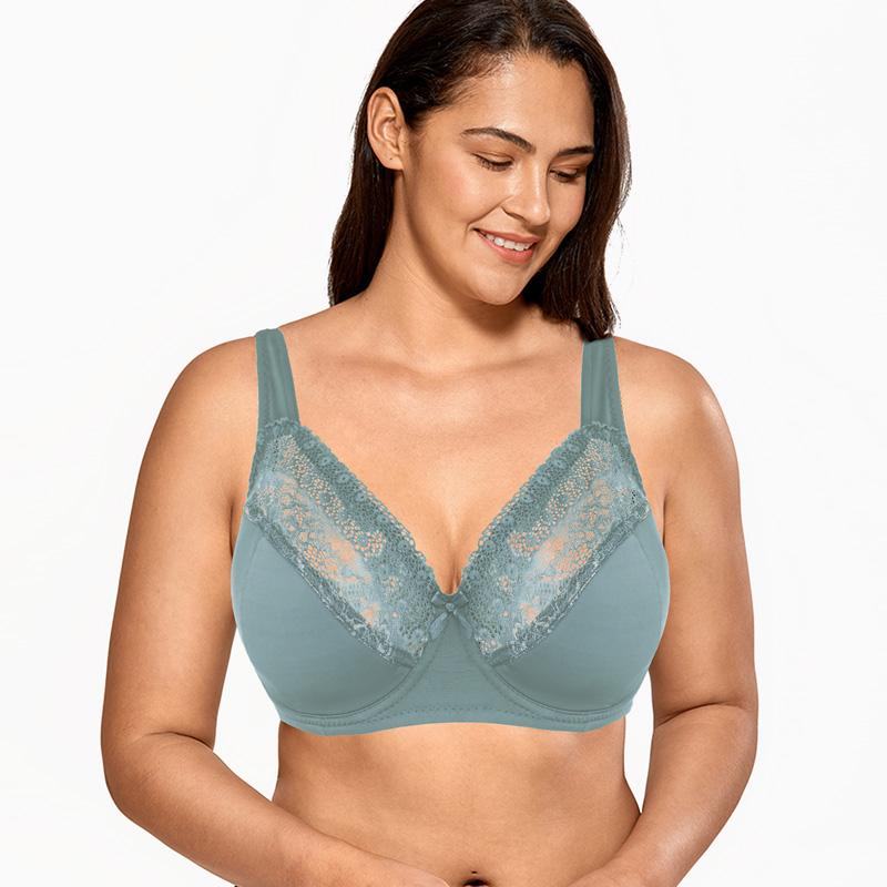 

Bras TELIMUSSTO Big Bra Size Full Coverage Push Up Brassiere Floral Lace Cotton Padded Lingerie Underwear For Women BH, Pink