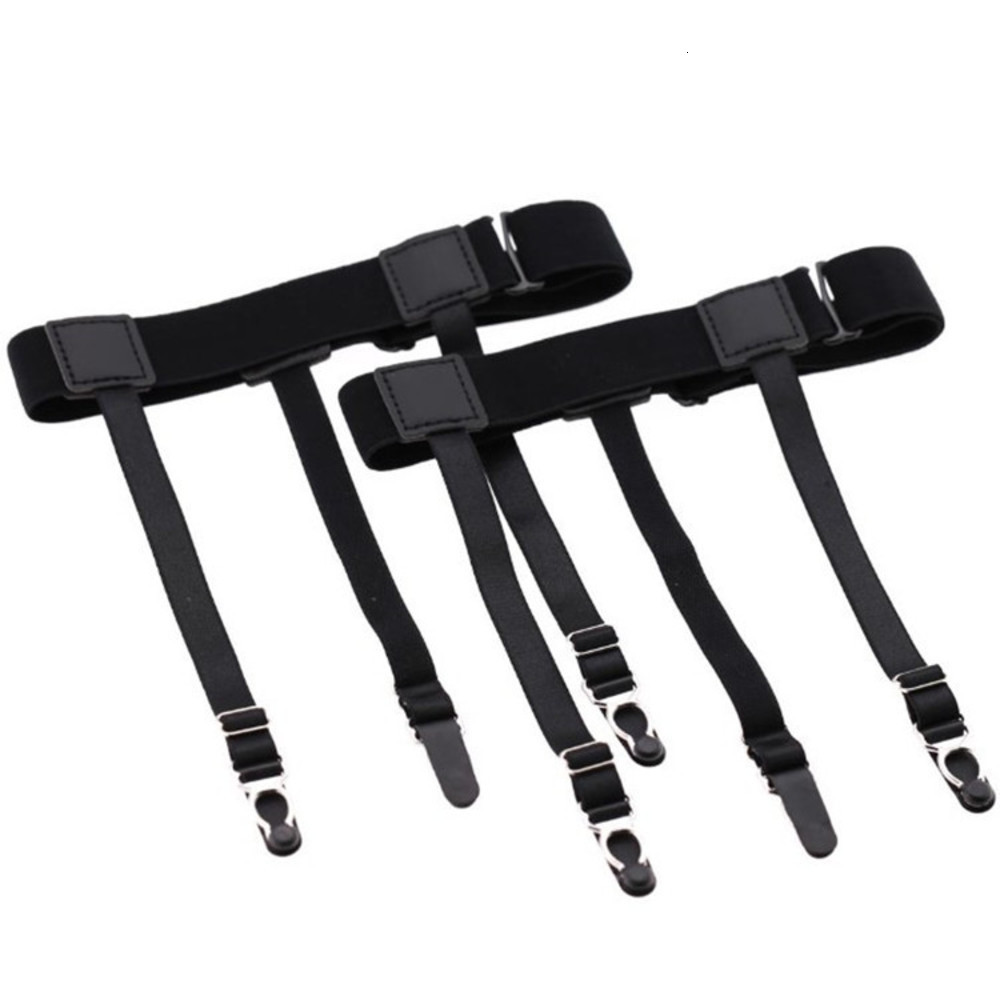 

Men's wrinkle anti slip Garter, shirt fixed garter and black lengthened elastic, Black;white