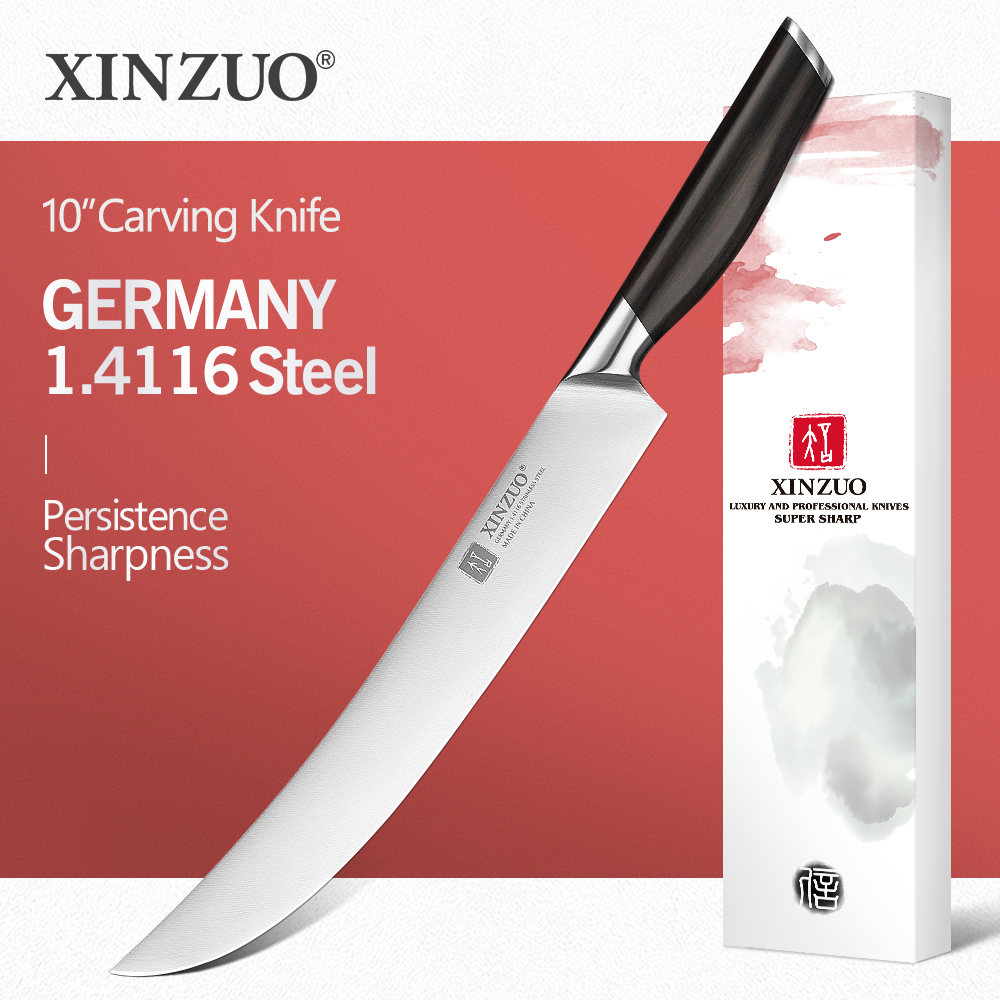 

XINZUO 2PC 10 inch German 1.4116 Stainess Stee Carving Knife and 155mm 430 Stainess Stee Carving Fork Set with Ebony Hande