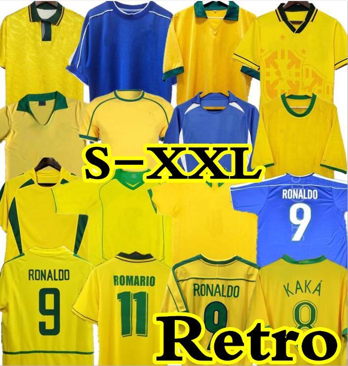 

1998 2002 retro Brasil soccer jerseys 1988 91 93 Carlos Romario Ronaldo Ronaldinho 2004 camisa de futebol 1994 BraziLS 2004 2006 1982 RIVALD, Black;yellow