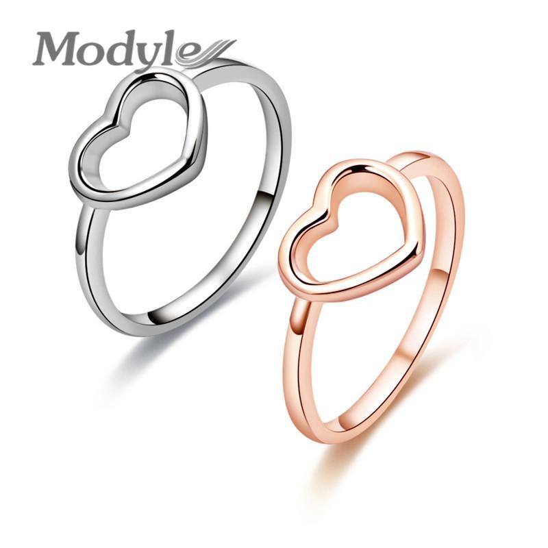 

Cluster Rings Modyle 2021 Rose Gold Heart For Women Simple Metal Midi Ring Knuckle Drop, Golden;silver