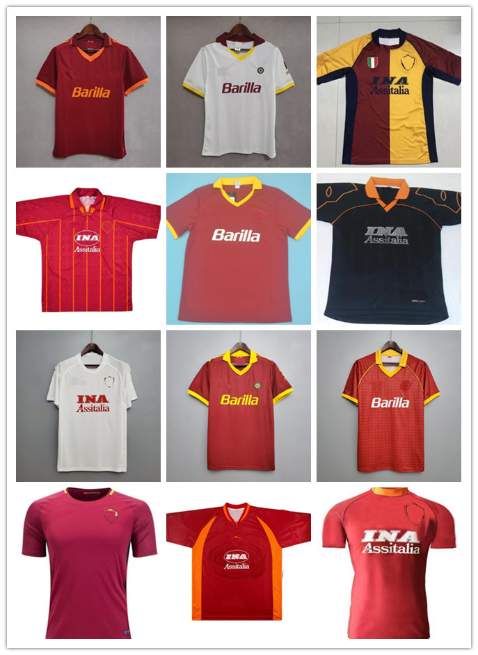 

00 01 2002 roma retro soccer jersey 00 01 02 89 90 96 97 roma totti batistuta candela montella classic commemorate collection maglia da calc, Black;yellow