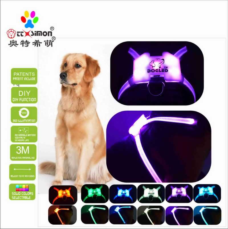 

Dog Collars & Leashes CC Simon Dogled Harness Small Glowing USB Led Collar Puppy Lead Pets Vest 2021