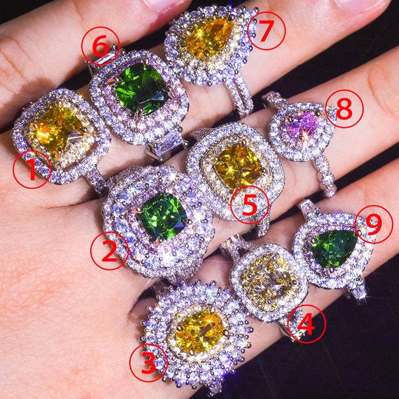 

Moissan Diamond Square Solitaire Rings Proposal Simulation Princess Ring