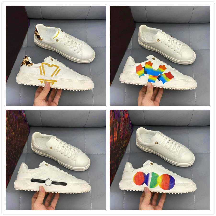 

TIME OUT Mens 21SS Designer Sneakers Luxurys Trainer Shoes White Printed Calf Leather Italy Brand Runner Sneaker Party Wedding Show Craft Casual Shoe for Men, Customize