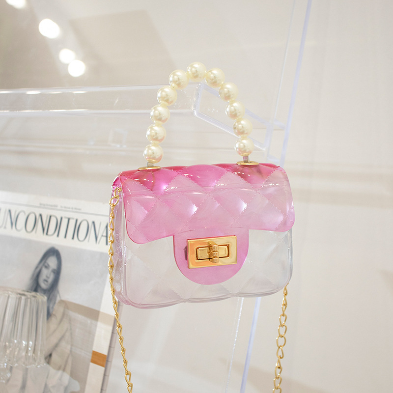 

HBP Designers Woman Transparent Lady Bag Jelly Pearl Handkerchief Shoulder Bags Messenger Cute Handbag Wholesale, Pink