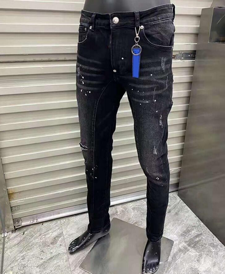 

Fashion pants men jeans Distressed Ripped Biker Slim Fit Motorcycle Biker Denim For Men s Fashion Mans Black Pants