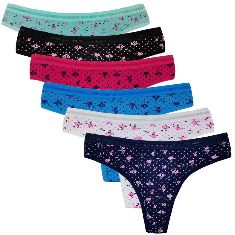 

Women's Panties 12Pcs/Pack Ladies Cotton Women Thongs G String Sexy Print Underwear For Female Soft Intimates Underpants Lingerie Femme, Black;pink