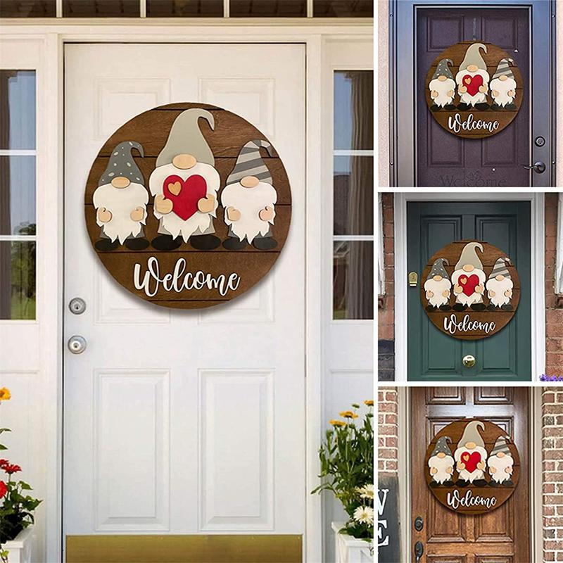 

Decorative Flowers & Wreaths 1 Pcs Gnome Interchangeable Farmhouse Front Door Welcome Sign Hanger With Accessories For Garden Tools Porch De