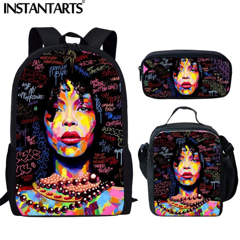 

School Bags INSTANTARTS Black Girls Art African Print Backpacks For Teen Bag Bagpack Children's Schoolbag Kids Primary Satchel