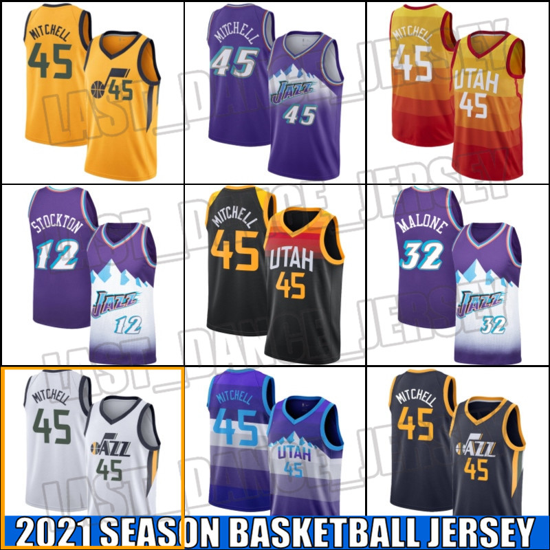 

Utah Jazz Jersey Donovan 45 Mitchell Jerseys John 12 Stockton Jersey Karl 32 Malone Jerseys Basketball Throwback Jersey zcb165, Black;red