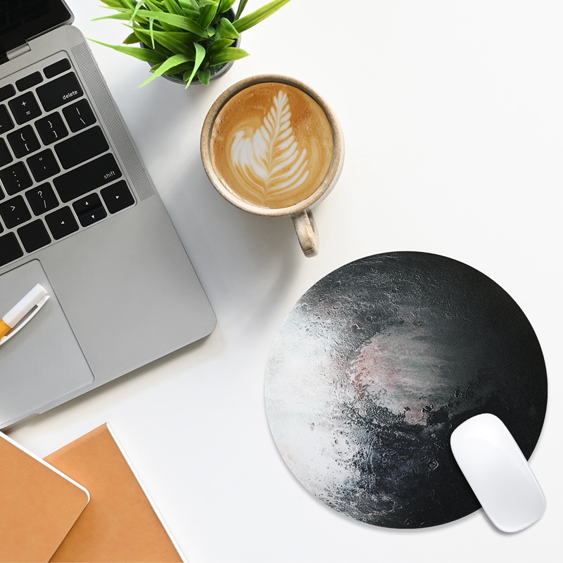 

Astro Series Round Pluto pattern Mouse Pads Office Home Desk Accessories Non-Slip Easy Cleaning Mouses Pad Wrist Rests for Women and Men 001