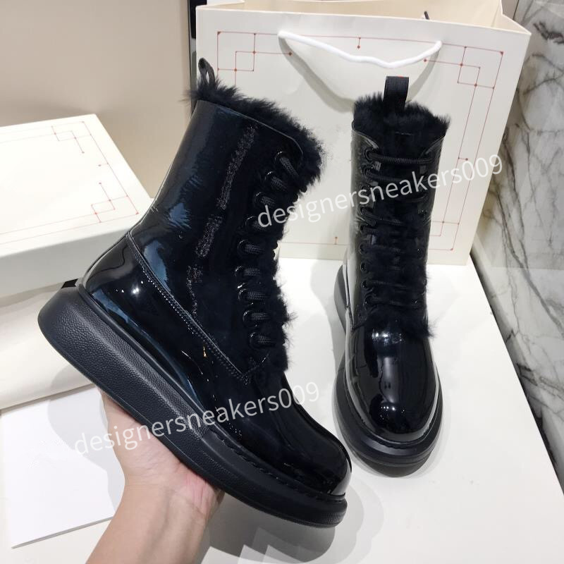 

Winter 2021 new men Women's embossed lacing middle boots flat heel middle boot Good leather luster Round head, 02